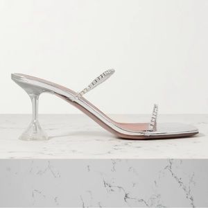 Amina Muaddi - Gilda Glass PVC and embellished sandal mules